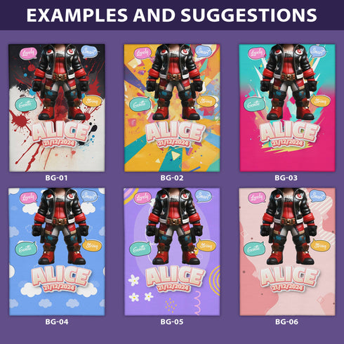 Personalized Baby Superhero Blanket – Harley Quinn Style | Custom Name, Date & Bold Backgrounds